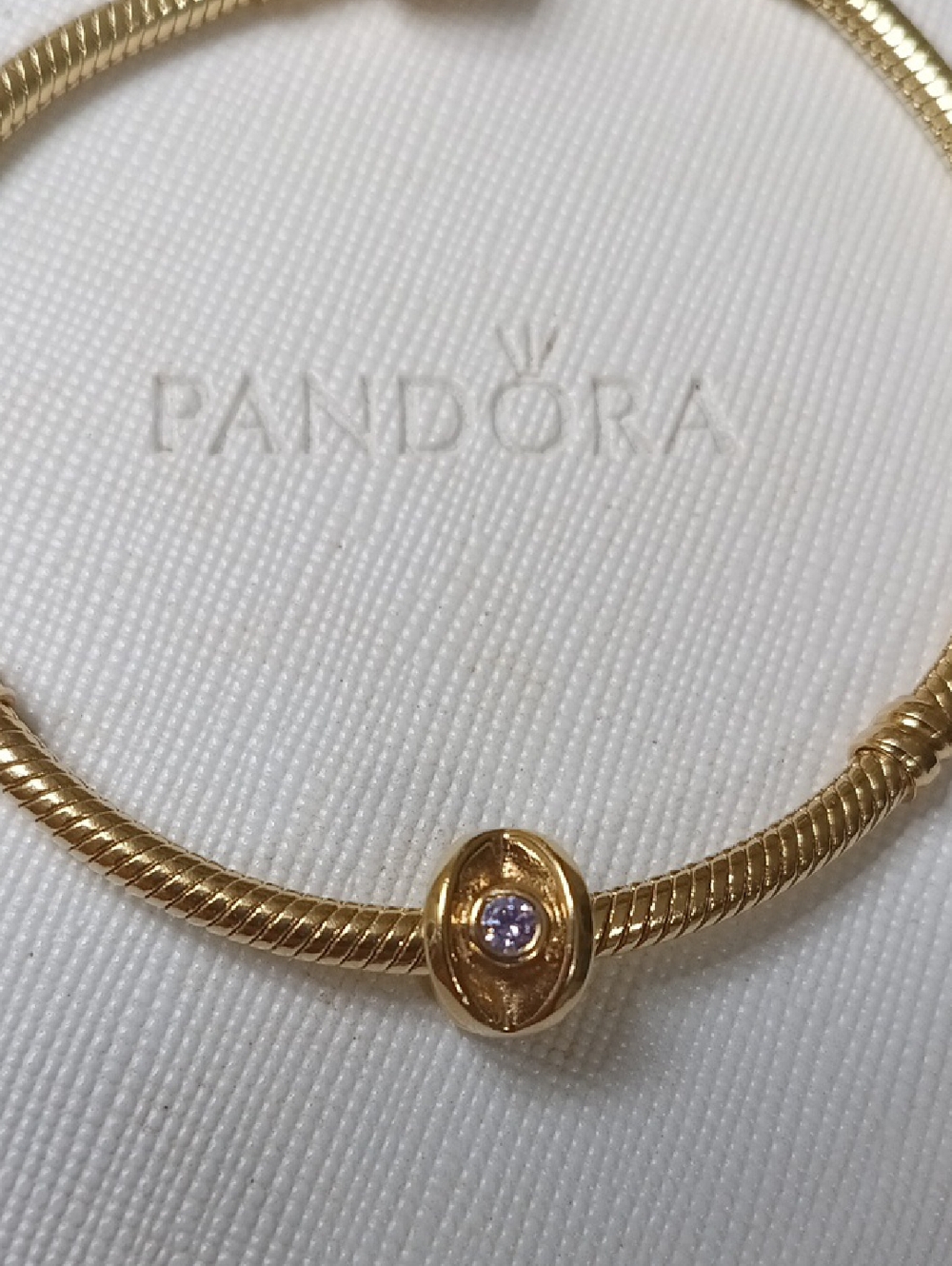 Pandora 14k Solid Gold And Amethyst CZ Eye Charm (Rare)